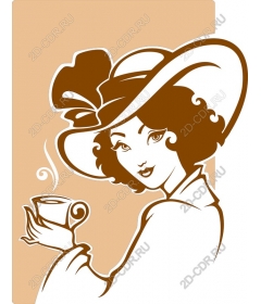  Elegant lady with tea