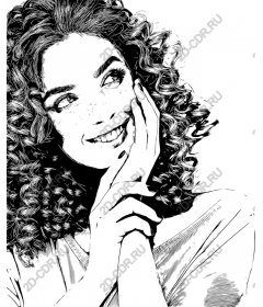  Joyful curly haired woman
