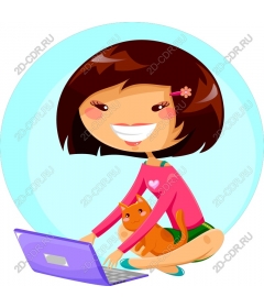  Funny girl with a cat