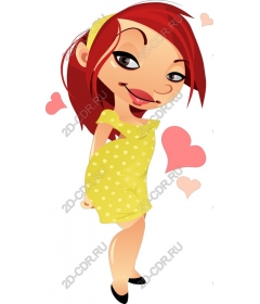 Fun character in a yellow dress