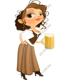 Cheerful woman with a glass of beer
