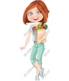 Funny buyer with fresh products