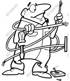  Cartoon electrician - Available
