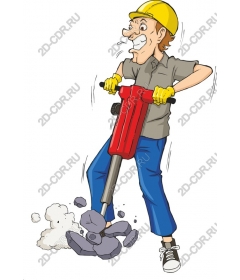 Energetic Builder with a jackhammer