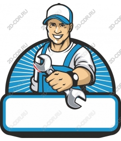 Funny mechanic holding a wrench
