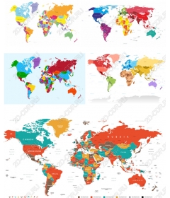 Набор ярких карт мира - Файлы