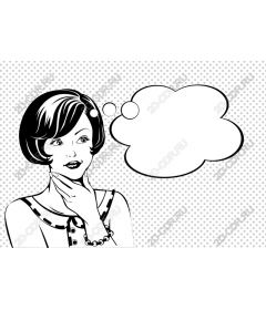 Pensive woman in style pop art