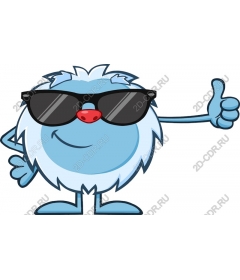  Cool blue cartoon creature wearing sunglasses