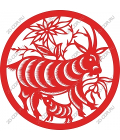 Red goat, cut from paper