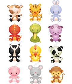 Set of baby animals - 12 charming
