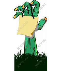  Zombie hand holding a note