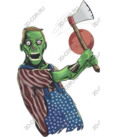  An axe-wielding zombie