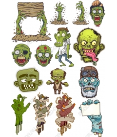 Set of clip art Zombies: creepy