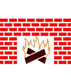 Red brick wall with flame