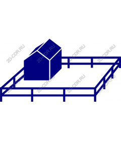 Modern blue house with a fence /
