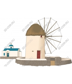  Mediterranean windmill and chapel