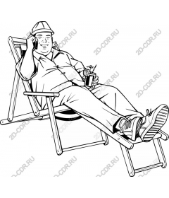 Cheerful man resting on a chaise longue