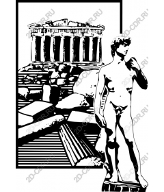  Classical Greek Parthenon and statue