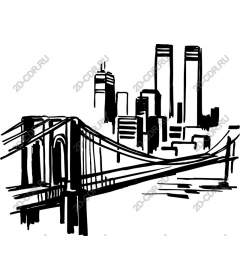 City bridge with twin towers