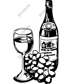 Classic wine bottle and grapes