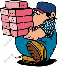 Builder carries bricks