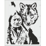 Векторный макет «Волк и индеец»