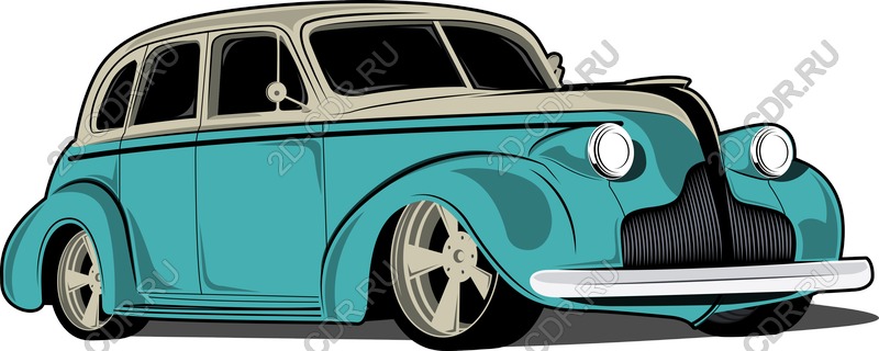 Vector of vintage cars - classic design in turquoise tones