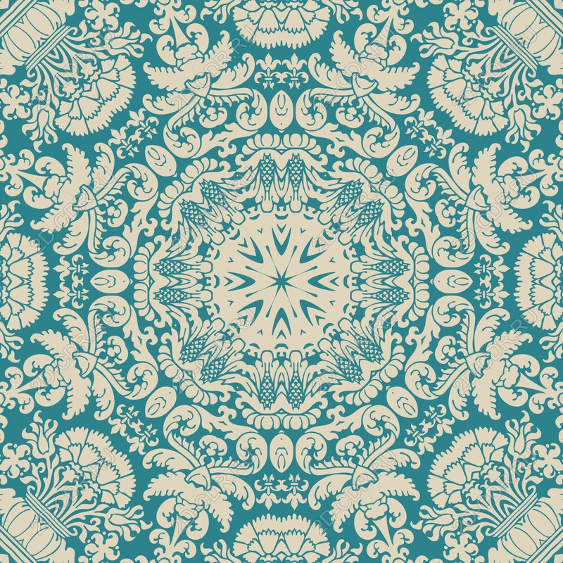Intricate vector mandala design in turquoise and cream tones