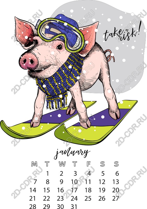 he brings a personality that is as inspiring as the creativity and joy. Check this unique design in your next project, and let it catch the attention of everyone who sees him. The combination of whimsical charm and calendar layout d