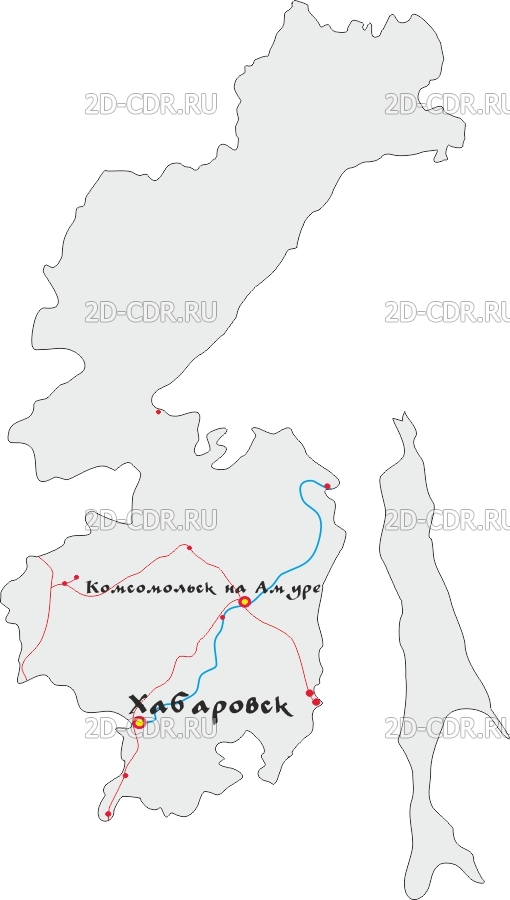 Векторный клипарт «Дальний восток (карта)»