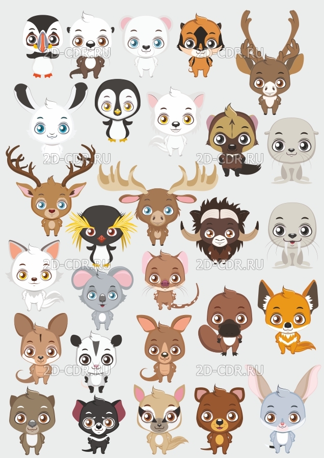 Картинки разных животных мультяшных