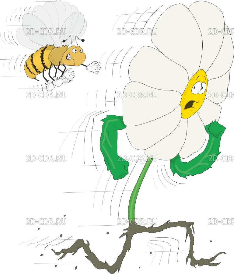 Сбежавший цветок. Смешная Ромашка. Пчела на цветке рисунок. Смешной цветок рисунок. Смешная пчела на цветке.